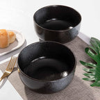 S&Q'S CERAMICS Soup Bowls - 36 Ounce Ceramic Bowl Set, Kitchen Bowls for Large Cereal, Noodle, Soup, Breakfast, Microwave and Dishwasher Safe, [Set of 4], Black and Grey