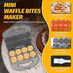 Mini Waffle Maker Machine, Small Waffle Bites Maker for Kids, Makes 8 x 2” Tiny Waffle Bites, Ideal for Breakfast, Snacks, Desserts and More