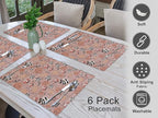 Ruvanti Placemats 100% Cotton 13x19 Inch, Dining Table Placemats Set of 6, Modern Place Mats for Dining Table Decor, Kitchen & Table Linens, Coffee Mat for Christmas Dinners - Dusty Palette