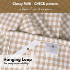 Native Fab 6 Pack Gingham Mini Check Kitchen Hand Towels Set - 100% Cotton Absorbent Reusable Washable 16"x26" - Quick Drying Dish Towels with Hanging Loops for Kitchen, Home, Bar, Beige White