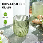 Joeyan Vintage Small Drinking Glasses,Green Ribbed Embossed Colored Water Glasses Tumbler Cups,Glassware for Beverages Cocktail Whisky Beer Juice,9 oz,Set of 4,Dishwasher Safe