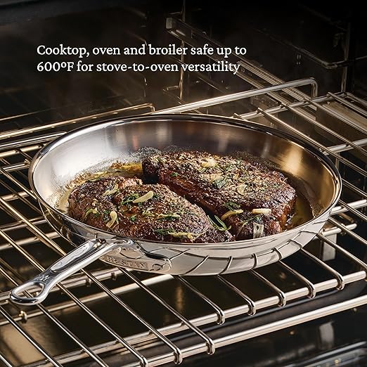 Hestan ProBond Luxe 11-Inch Skillet, Professional Clad Stainless Steel ProCore Tri-Ply Clad Construction, Polished Exterior, Induction & Oven Safe