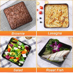 Herogo 9 x 9 Baking Pan Set of 2, Black Stainless Steel Square Cake Pan for Lasagna Brownies Casseroles Cakes, Non-Stick & Dishwasher Safe