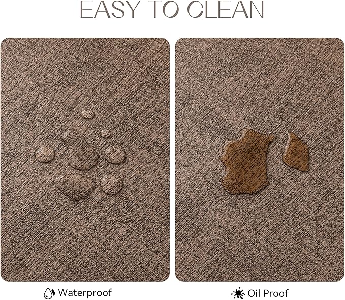 Romanstile Vinyl Placemats Set of 12-12 X 18 Inch - Heat Resistant Place Mats 100% Waterproof Oilproof Wipeable Reversible Faux Leather Table Mats for Kitchen/Dining/Party/Outdoor, Brown