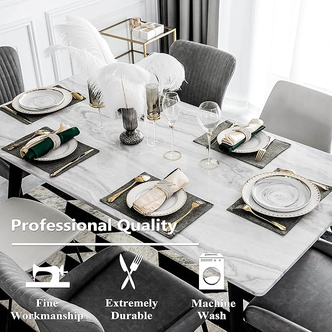 Home Brilliant Table Place Mats Fabric Cloth Placemats Set of 8 Heat Resistant Dining Linen Place Mats Kitchen, Dark Grey