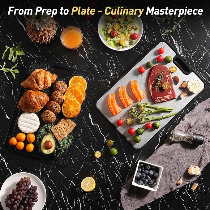 2 in 1 Pure Titanium Cutting Boards for Kitchen Chopping Board with Handle Large Big Small Kitchen Meat Butcher Block Not Stainless Steel Wood Bamboo Glass Rubber Plastic Silicone Acrylic Teak Sink