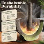 ChefSofi Extra Large 8 Inch 5 Cup-Capacity Mortar and Pestle Set - Black Polished Exterior - One Huge Mortar and Two Pestels: 8.5 inch and 6.5 inch