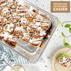 PLASTICPRO 25 Pack Aluminum Pans 13'' X 21" Disposable Pans with Covers Heavy Duty 20 lb Foil Pans for Baking and Cooking