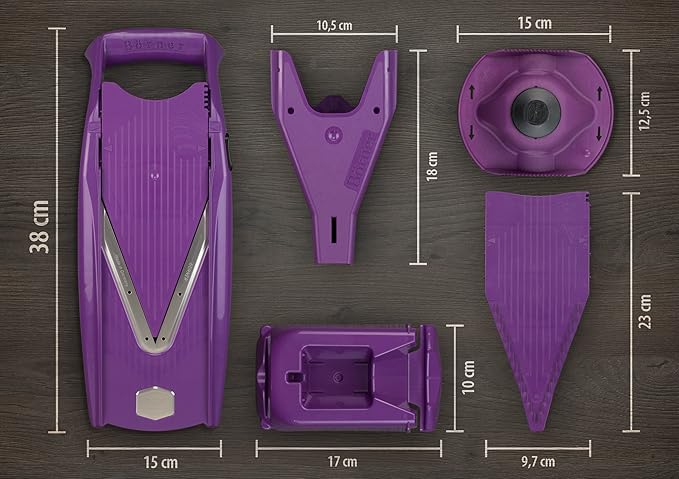 Borner V5 (V) Power Mandoline Vegetable/Fruit Slicer Cutter Chopper + Safety Holder (Purple)