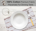 Ruvanti Placemats 100% Cotton 13x19 Inch, Dining Table Placemats Set of 6, Modern Place Mats for Dining Table Decor, Kitchen & Table Linens, Coffee Mat for Christmas Dinners - Wheatable