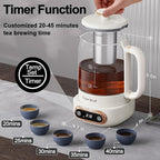 Topwit Electric Tea Kettle, 11 Temperature Control & 4 Presets Glass Kettle with Removable Infuser, 0.8L Electric Kettle for Coffee, Formula, Tea Maker with 8H Keep Warm, Boil-dry Protect, Beige