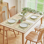 Softalker Faux Linen Placemats Set of 4-12 x 18 Inch, Heat Resistant Double Layered Durable Burlap Farmhouse Place Mats, Non-Slip Washable Rustic Table Mats for Dining, Kitchen, Party（Light Linen