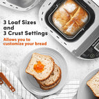 Elite Gourmet EBM8103CG Programmable Bread Maker CERALAST™ Ceramic Bread Pan & Kneading Blade 19 Menu Functions Gluten-Free, White, Wheat, Rye, French & more, 2lbs, Grey