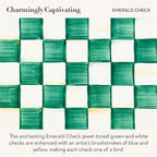 MACKENZIE-CHILDS Enamel Whistling Tea Kettle, Decorative Teapot, Green-and-White Emerald Check