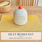 Softalker Faux Linen Placemats Set of 12-12 x 18 Inch, Heat Resistant Double Layered Durable Burlap Farmhouse Place Mats, Non-Slip Washable Rustic Table Mats for Dining, Kitchen, Party（Yellow