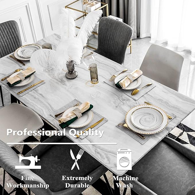 Home Brilliant Cloth Placemats Set of 8 Heat Resistant Washable Plate Mats Placemats for Parties Buffet Dinner Coasters Party Dinner Decor, 13 x 19 inches, Light Grey