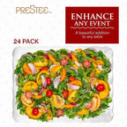 Prestee 24 Plastic Serving Trays 9x13 Inches Rectangular Disposable Serving Trays and Platters for Parties, Clear Plastic Tray for Food, Trays for Serving Food, Party Platters and Trays, 24pk