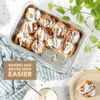 PLASTICPRO 25 Pack Aluminum Pans 12.5'' x 9" Disposable Pans with Covers Heavy Duty 4 lb Foil Pans for Baking and Cooking