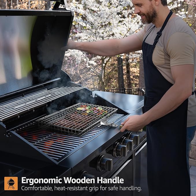 Sorbus Grill Basket - Stainless Steel Large Folding Barbecue Grilling Basket with Handle, Portable BBQ Accessories for Fish, Shrimp, Vegetables, Grilling Accessories, Gifts for Outdoor Cooking Camping (2 Pack)