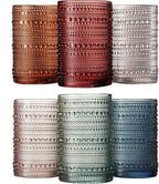 Khen Hobnail Beaded Highball Drinking Tumbler Glasses | Set of 6 | Color, Vintage Bubble Design Whiskey Glassware, Old-Fashioned, Embossed Design for Water, Wine, Cocktail Embossed, Rocks Glass