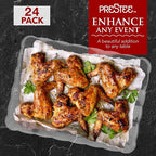 Prestee 24 Plastic Serving Trays 9x13 Inches Rectangular Disposable Serving Trays and Platters for Parties, Clear Plastic Tray for Food, Trays for Serving Food, Party Platters and Trays, 24pk