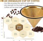 Compatible with Hario V60, Chemex Pour Over Coffee Filter - Wide Metal Base Reusable Stainless Steel Coffee Dripper - Paperless Coffee Filter for Sustainable Brewing