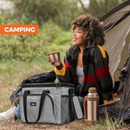 OPUX Soft Cooler Bag, Insulated Collapsible Lunch Cooler Tote for Men Work Camping Beach Travel, Portable Soft Sided Leakproof Waterproof Large Lunch Bag Box with Shoulder Strap 40 Cans, Heather Gray