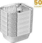PLASTICPRO Disposable 1 LB Aluminum Takeout Tin Foil Baking Pans 5'' X 6'' X 2'' Inch Bakeware - Cookware Perfect for Baking Cakes,Brownies,Bread, Meatloaf, Lasagna, or Lunchbox, Pack of 50