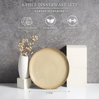 HaWare Stoneware Salad Plates Set of 6, 7.9” Heavy Duty Ceramic Plates, Reactive Glaze Dinnerware for Home Restaurant, Chip and Scratch Resistant, Microwave and Dishwasher Safe, Reactive Sandy Khaki