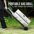 Portable Propane Gas Griddle 3-Burner with Foldable Cart & Side Table, Flat Top Gas Grill Griddle Stove with Lid, for Outdoor Cooking Patio Backyard Camping RV Tailgating Beach, GS310