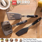 DI ORO Silicone Turner Spatula Set - Forever Warranty - Kitchen Spatulas for Nonstick Cookware - 600°F Heat-Resistant & BPA Free - Flexible & Thin Flippers for Turning Eggs & Pancakes (6 Piece, Black)