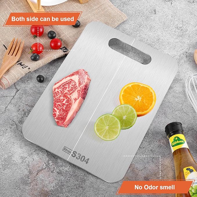 Cutting Boards for Kitchen, Cutting Board, Foodgrade Stainless Steel Cutting Board for Meat,Fruit, Vegetables, Outdoor or Indoor, L 15 .4" * 11"