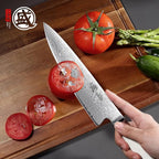 MITSUMOTO SAKARI Japanese Damascus Chef Knife, 8 Inch Kitchen Knife - Razor Sharp VG-Pro Steel Core, Precision Cutting for Meat & Veggies, Comfort Grip Ergonomic G10 Handle