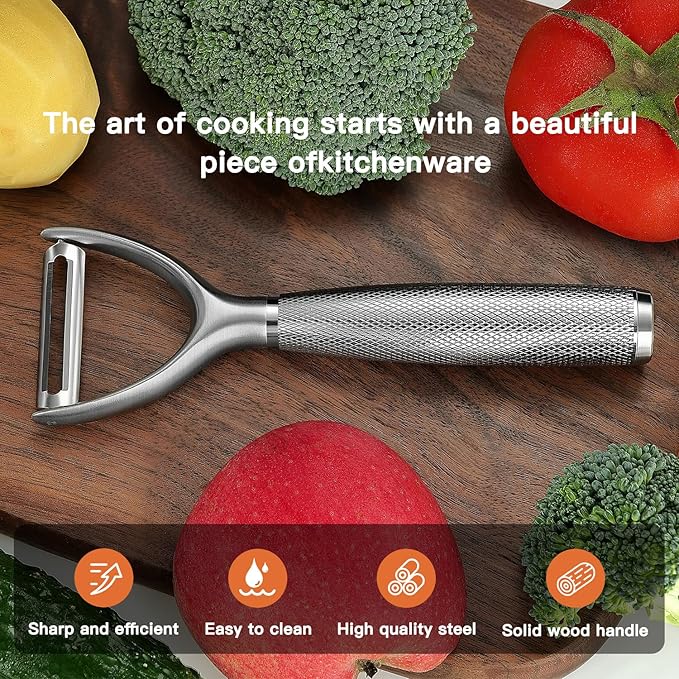 Y-Type Vegetable Peeler, Silver Chrome Finish, 304 Stainless Steel Blade, Ultra Sharp Potato Peeler for Apples, Carrots, Heavy Duty Kitchen Peeler