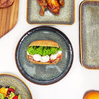 Ceramic Dinner Plates Dish Set,Set of 4,for Lunch snacks -Microwave Oven & Dishwasher Safe,Scratch Resistant,Dinnerware Kitchen Porcelain Serving Dishes 10 Inch Round