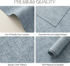 Romanstile Vinyl Placemats Set of 4-12 X 18 Inch - Heat Resistant Place Mats 100% Waterproof Oilproof Wipeable Reversible Faux Leather Table Mats for Kitchen/Dining/Party/Outdoor, Sky Blue