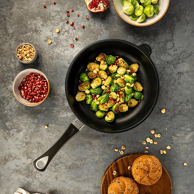 AMT Gastroguss The World´S [.] Frying pan Induction, Diameter 24 cm, Height 5 cm, cast Aluminium (Aluminium), Lotan® Non-Stick Coating for Fat-Free-Frying, AMZN-I-524-US