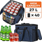 OPUX Soft Cooler Bag, Insulated Collapsible Lunch Cooler Tote for Men Work Camping Beach Travel, Portable Soft Sided Leakproof Waterproof Large Lunch Bag Box with Shoulder Strap 40 Cans, Heather Navy