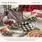 MACKENZIE-CHILDS Enamel Pinch Bowl, Small Bowl for Kitchen Ingredients, 1.5-Cup Capacity, Black-and-White Courtly Check