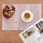 Leetaltree Misty Rose Placemats Set of 4 - Heat Resistant Non-Slip Place mats for Dining Table, Washable Durable PVC Vinyl Woven Table Mats（Misty Rose, 4）