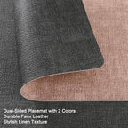 Myir JUN Placemats Dual Sided, Faux Leather Place Mats Set of 6 Indoor Placemats for Dining Table Outdoor Placemats Manteles Individuales Square Non-Slip Washable Table Mats (Gray Pink, Set of 6)