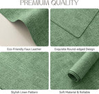 Romanstile Vinyl Placemats Set of 4-12 X 18 Inch - Heat Resistant Place Mats 100% Waterproof Oilproof Wipeable Reversible Faux Leather Table Mats for Kitchen/Dining/Party/Outdoor, Dark Green