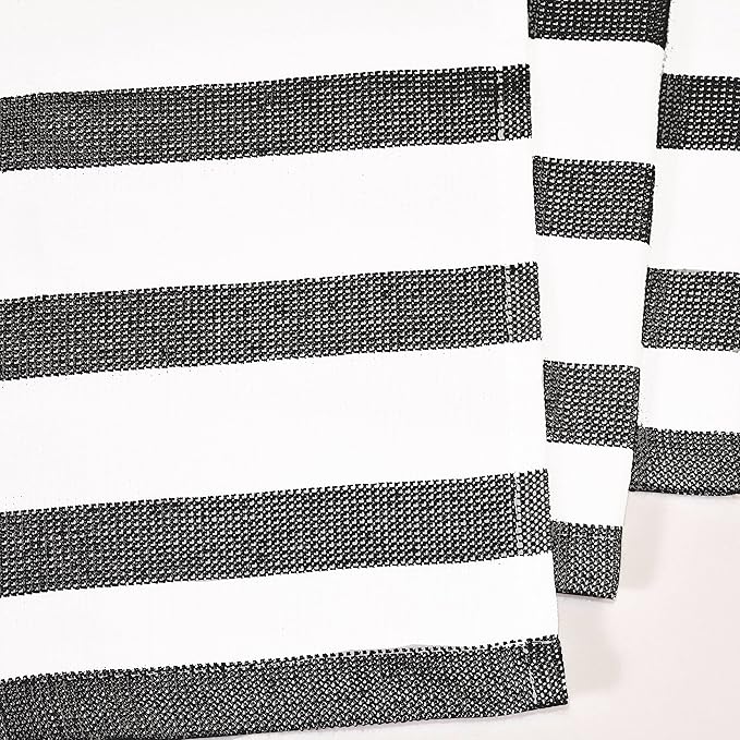 Realm 100% Cotton Stripe Pattern Kitchen Dish Cloths | Jet Black 13" x 13" Inch Soft, Plush & Absorbent Quick Drying Dish Towels (6 Pack)
