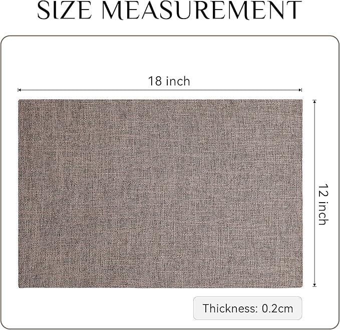 Softalker Faux Linen Placemats Set of 8-12 x 18 Inch, Heat Resistant Double Layered Durable Burlap Farmhouse Place Mats, Non-Slip Washable Rustic Table Mats for Dining, Kitchen, Party,Natural Linen