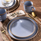 GBHOME Ceramic Coffee Mugs Set of 6, 12oz Stoneware Coffee Mugs Set For Dad Mom Women MEN, Light Weight Ceramic Coffee Cups for Latte/Tea/Beer/Hot Cocoa, Dishwasher & Microwave Safe-Brunnera Blue