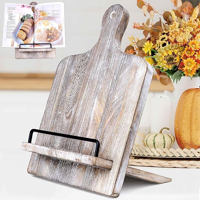 Wood Cookbook Stand Cookbook Holder: Kitchen Adjustable Cookbook Holder Recipe Stand for Counter Gray