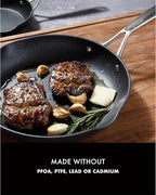 Babish 2 Piece 8 and 10 Inch Fry Pan Hard Anodized Laser Titanium Forever Non Stick Technology Durable Frying Pans Set - Black