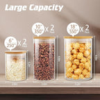 Glass Jars with Bamboo Wooden Airtight Lids 6oz 10oz 18 oz Spice Jars Food Storage Containers for Home Kitchen, Tea, Salt, Pepper, Spices, Coffee, Herbs, Grains