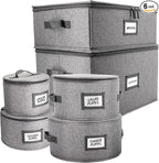 HOMELUX THEORY 6pcs Hard Shell China Storage Containers, Mug Storage Box, Wine Glass Storage & Plate Storage Containers with Lid, Heavy Duty Dinnerware Storage for Packing Dinner Plates and Glassware