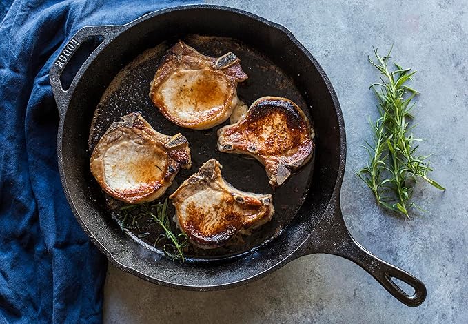 Lodge 12 Inch Cast Iron Pre-Seasoned Skillet – Signature Teardrop Handle - Use in the Oven, on the Stove, on the Grill, or Over a Campfire - Black